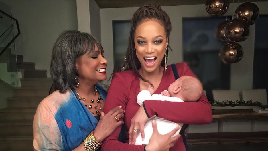 Tyra Banks with baby York and her mom