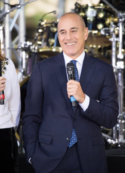 Matt Lauer talks into microphone on 'Today' stage