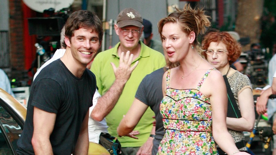 Actress Katherine Heigl and James Marsden sighting filming scenes for their new movie "27 Dresses"