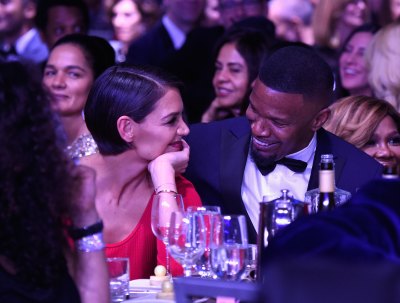 Katie Holmes and Jamie Foxx attend the Clive Davis and Recording Academy Pre-GRAMMY Gala