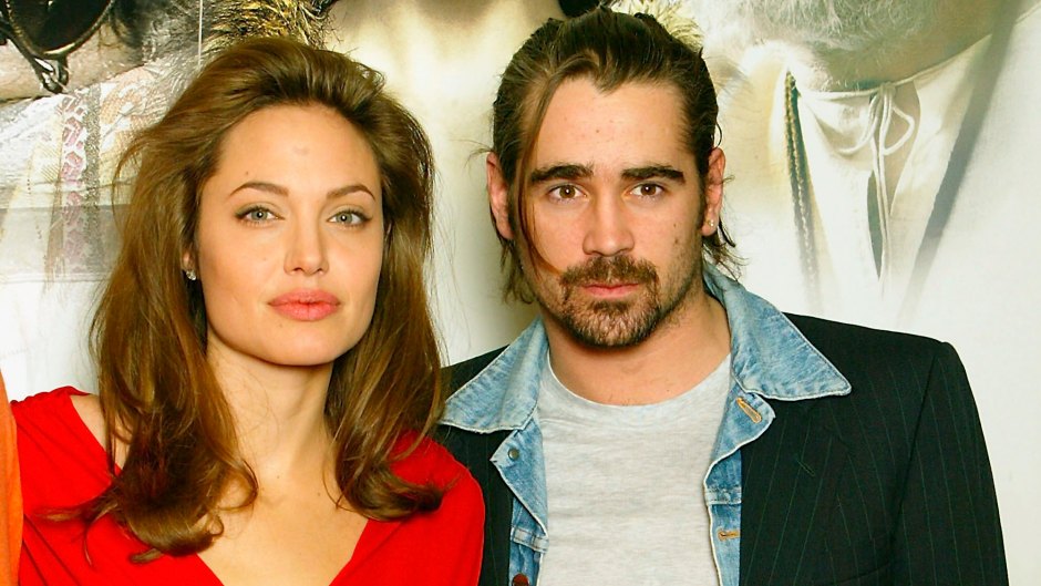 Angelina Jolie and Colin Farrell pose for photographs at the photocall for 'Alexander'
