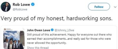 Rob Lowe's tweet about the nationwide college admissions scandal