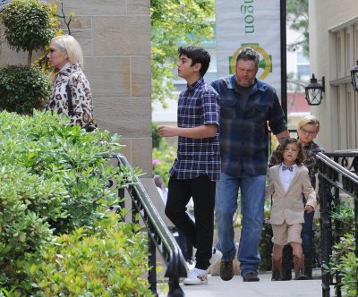 Gwen Stefani attends Easter Sunday Mass with Blake Shelton and her 3 boys at St Brendan Catholic church