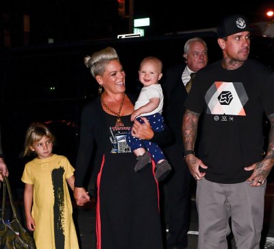 Willow Hart, Pink, Jameson Hart and Carey Hart seen on the streets of Manhattan