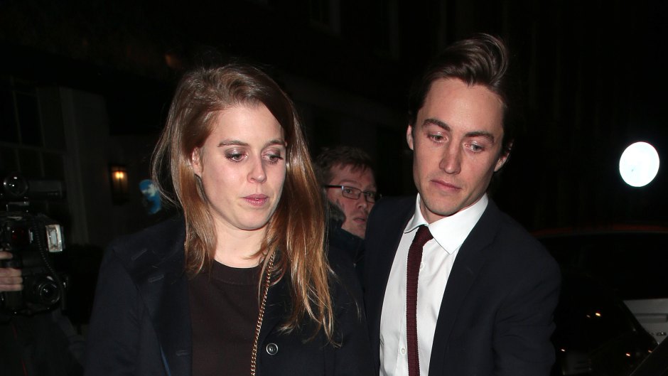 Princess Beatrice of York (L) and Edoardo Mapelli Mozzi seen on a night out at 34 restaurant