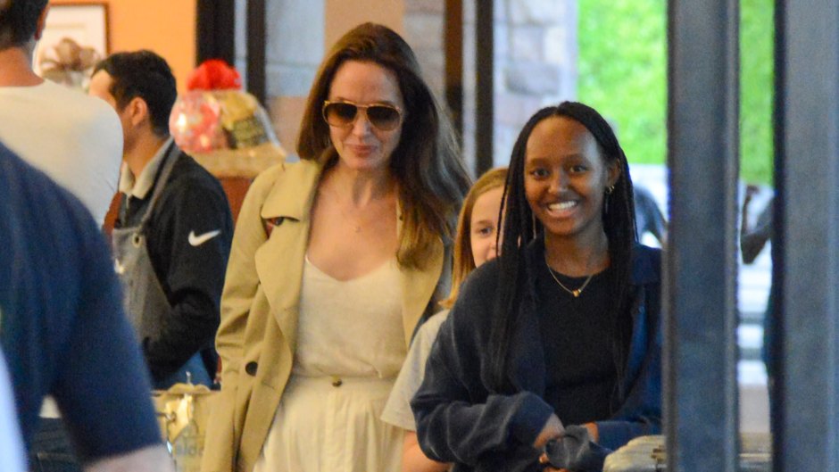 Angelina Jolie Goes Grocery Shopping With Daughters