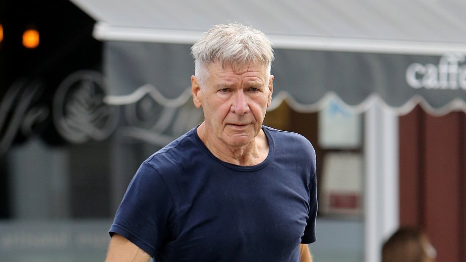 Harrison Ford showcases new haircut while at coffee.