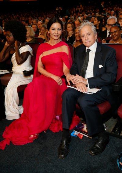Catherine Zeta-Jones in a Red Dress and Michael Douglas in a Suit Inside the 2019 Emmys