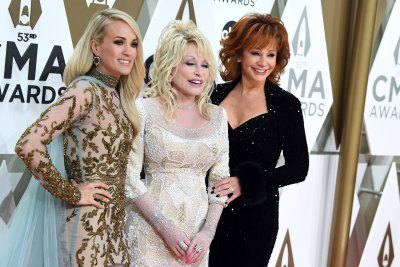 Carrie Underwood, Dolly Parton and Reba McEntire at the CMAs 2019 Red Carpet