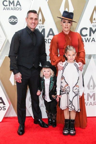 Carey Hart, Jameson Moon Hart, Pink and Willow Sage Hart 2019 CMA Awards Red Carpet