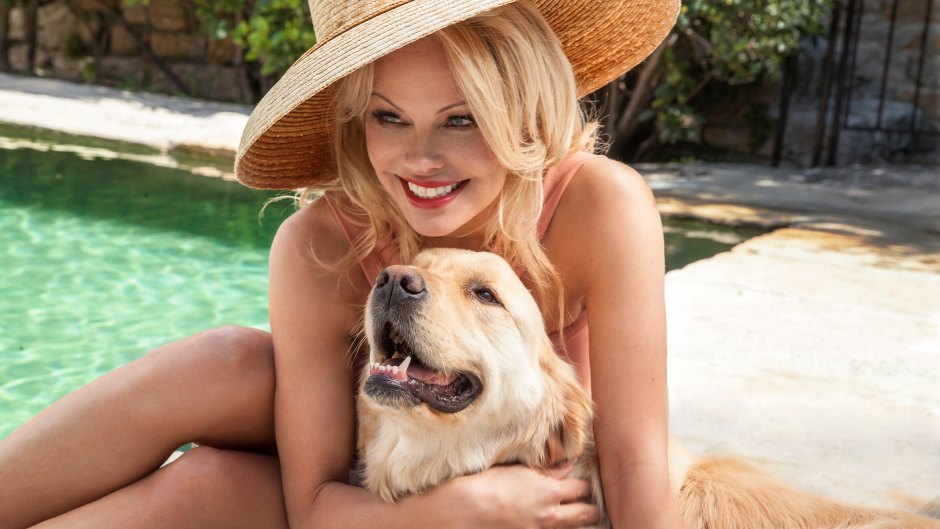Pamela Anderson With Golden Retriever Zeus