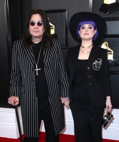 Ozzy Osbourne and Kelly Osbourne at the 2020 Grammys Red Carpet