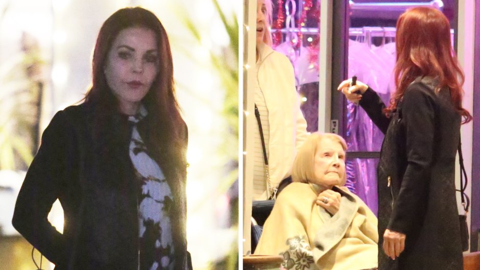 Priscilla Presley takes her mother out in a wheel chair to an Italian restaurant in Bel-Air!