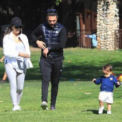 Eva Longoria and her husband Jose Baston takes their kid Santiago to the park in Beverly Hills