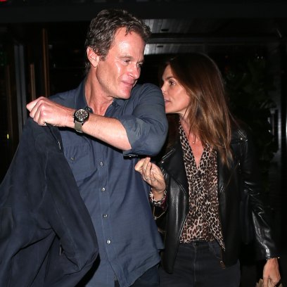 Cindy Crawford and Rande Gerber were all smiles while leaving dinner at the 'South Beverly Grill' in Beverly Hills, CA