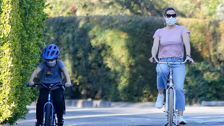 Jennifer Garner Goes for a Bike Ride with her Son