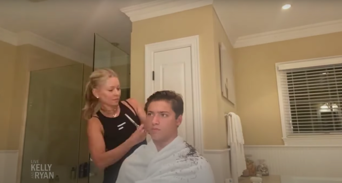 Watch Kelly Ripa Give Teenage Son Joaquin a Home Haircut on Video