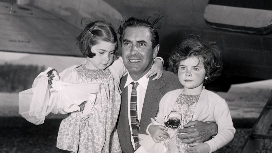 Tyrone Power (died November 1958) The Film Star Is Pictured With His Daughters Romina Power Aged 4 And Taryn Power Aged 2.