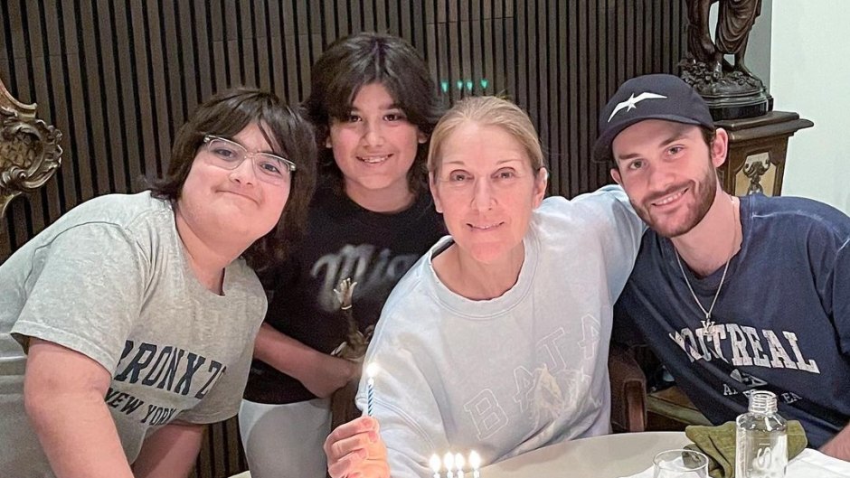 Celine Dion and kids at dinner table