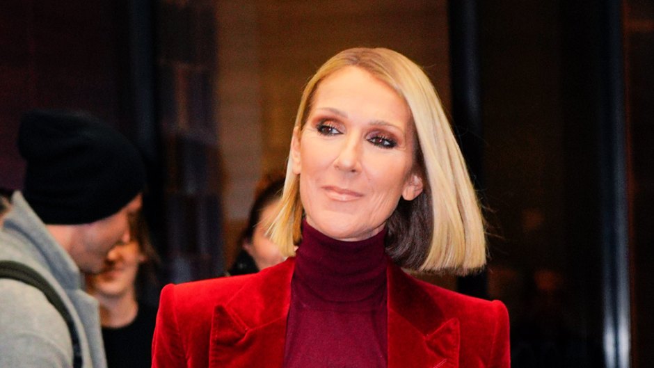 Celine Dion wears all-red pants and top set while walking in NYC