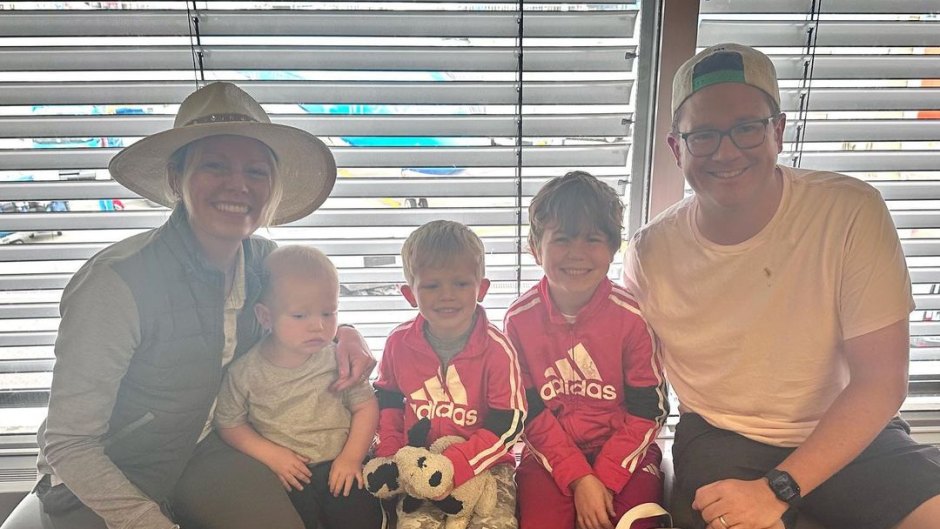 Dylan Dreyer poses with her husband, Brian Fichera, and their three sons