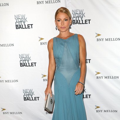 Kelly Ripa poses in a blue gown