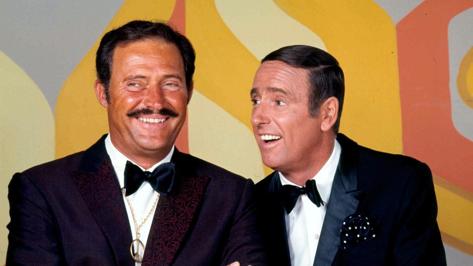 Dan Rowan and Dick Martin pose on set of 'Laugh-In'
