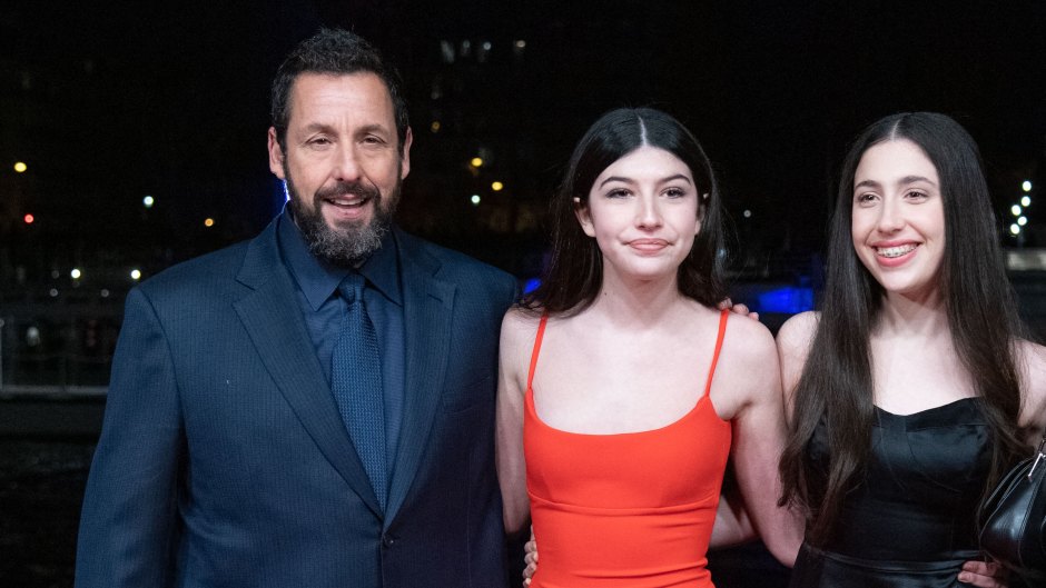 Adam Sandler poses with daughters and wife at 'Murder Mystery 2' premiere