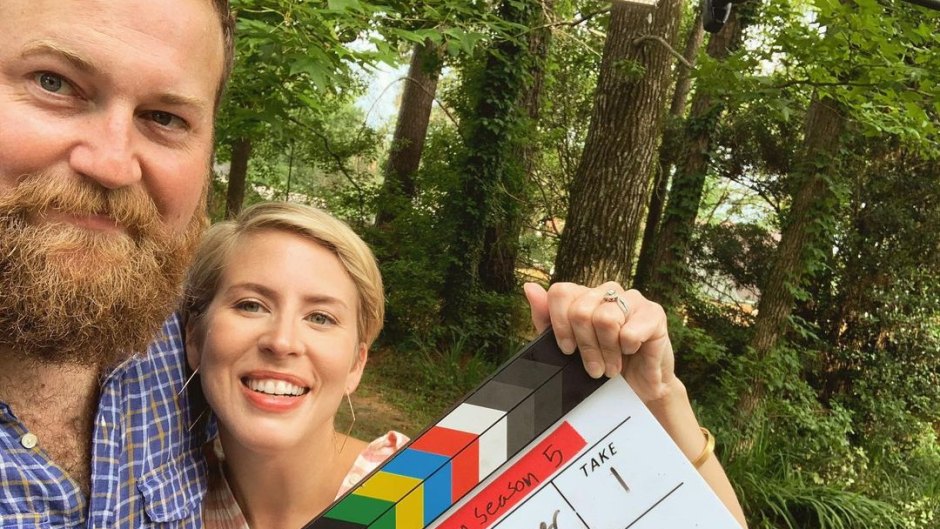 Erin and Ben Napier behind the scenes of HGTV's 'Home Town'
