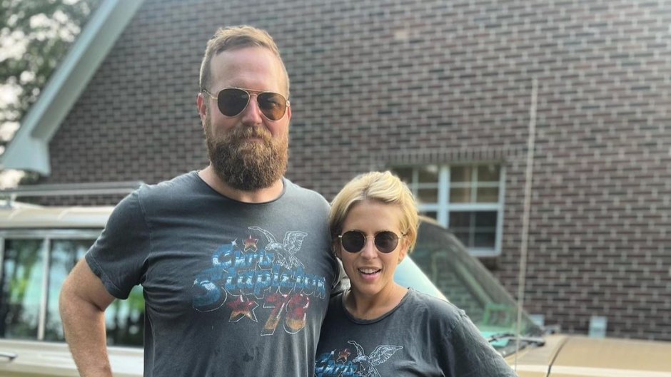 Erin and Ben Napier wear matching sunglasses and T-shirts