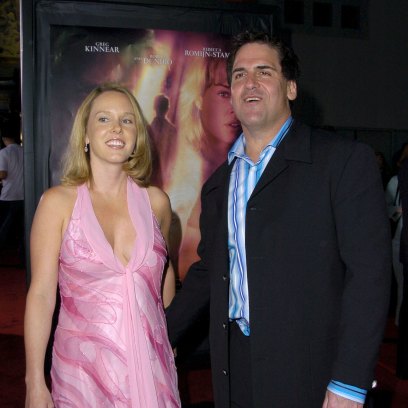 Mark Cuban wears suit and wife Tiffany Stewart wears pink dress on red carpet