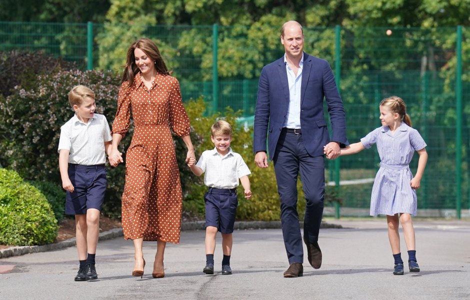 Princess Kate and Prince William walk with kids George, Charlotte and Louis
