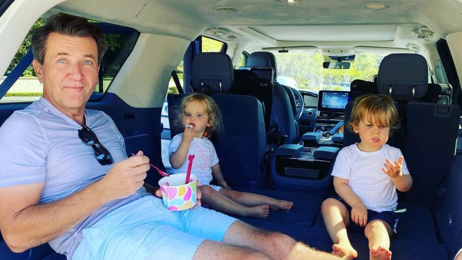 Robert Herjavec eats ice cream in car with Kids Haven and Hudson