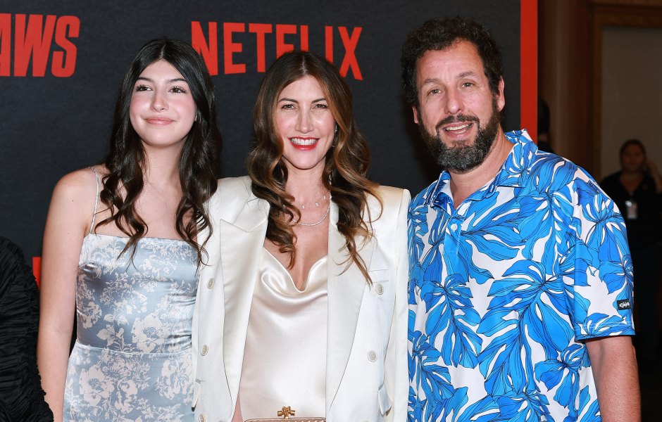 Adam Sandler wears tropical print shirt during outing with daughter Sunny and wie Jackie