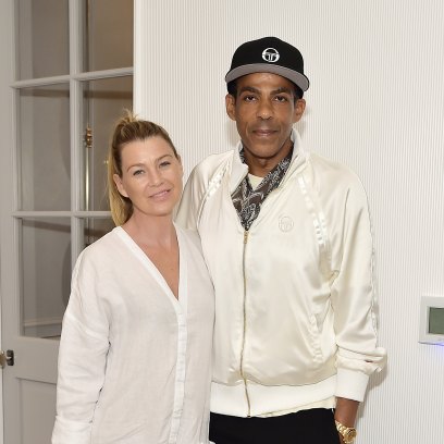 Ellen Pompeo and husband Chris Ivery embrace in white outfits