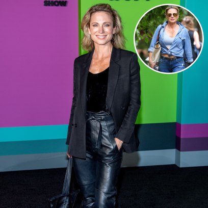 GMA's Amy Robach Bares Midriff in Denim Outfit in NYC [Photos]
