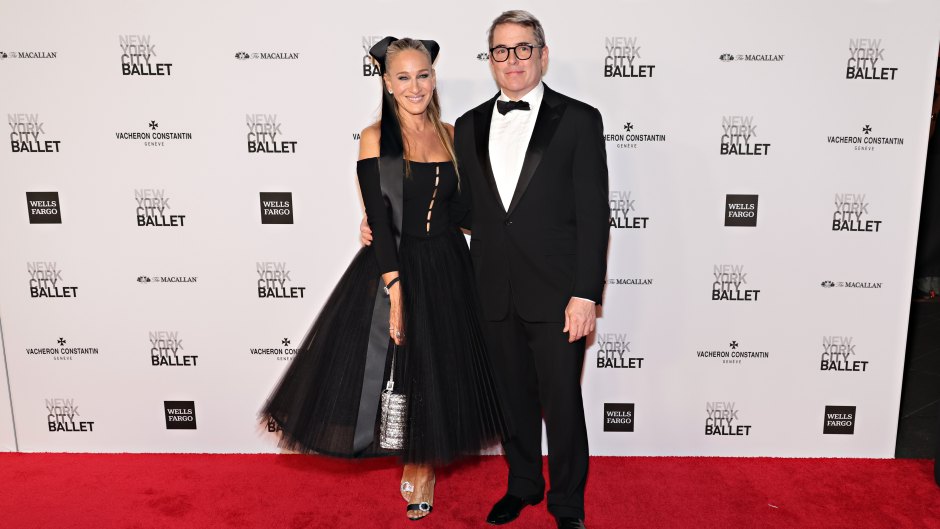 Sarah Jessica Parker and Matthew Broderick stand next to each other in black outfits