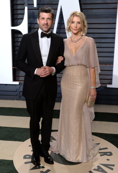 Patrick Dempsey wears a tuxedo while posing with wife Jillian Fink 