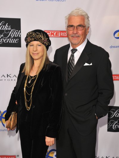 Barbra Streisand wears black outfit on red carpet with James Brolin