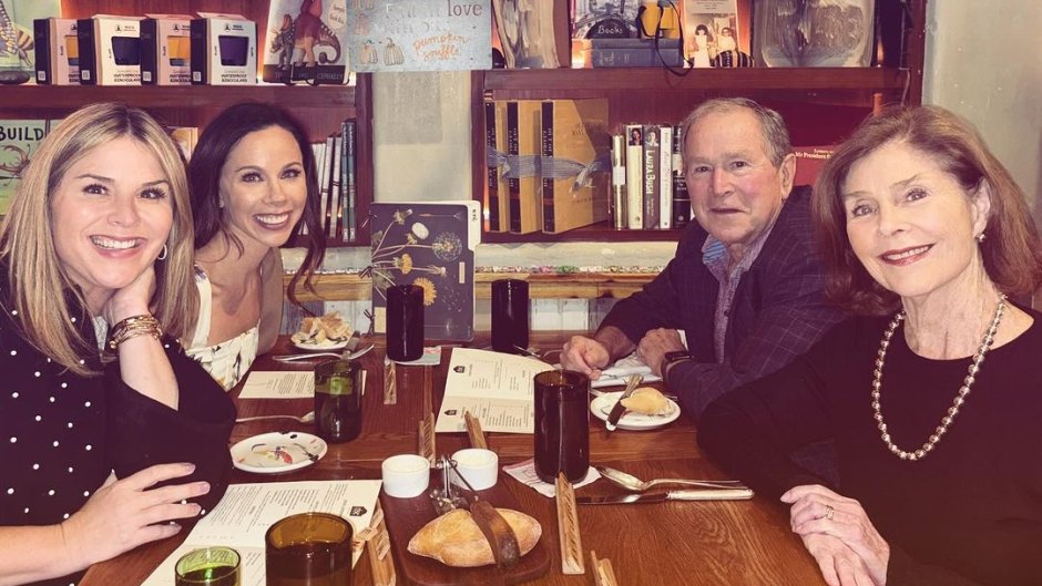 Jenna Bush Hager and twin sister Barbara Bush have dinner with parents George W. Bush and Laura Bush