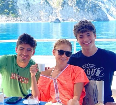 Kelly Ripa and her two sons on vacation