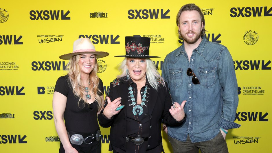 Tanya Tucker and kids Presley and Grayson poose together on red carpet