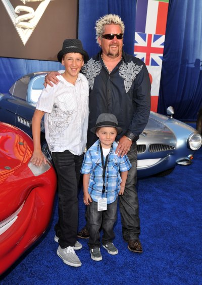 Guy Fieri at film premiere with his kids