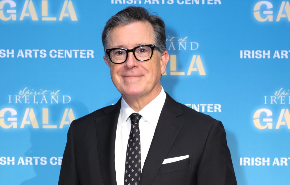 Stephen Colbert in a black suit
