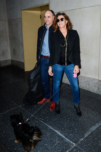 Hilary Farr wears sunglasses and jeans in outing with David Visentin