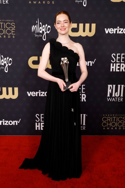 Emma Stone in a black dress at the Critics Choice Awards