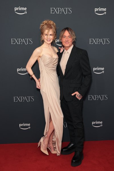 Nicole Kidman in a nude dress with Keith Urban