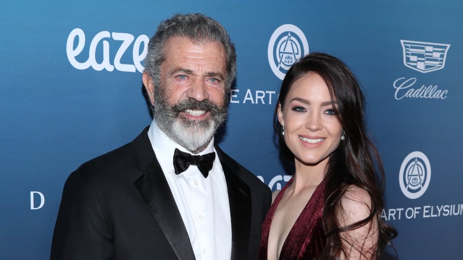 Mel Gibson smiles with girlfriend Rosalind Ross