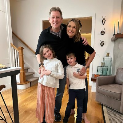 Savannah Guthrie and Mike Feldman pose with their two children, Vale and Charley