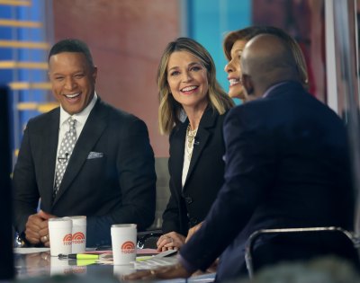 Savannah Guthrie laughing with costars on set of 'Today'